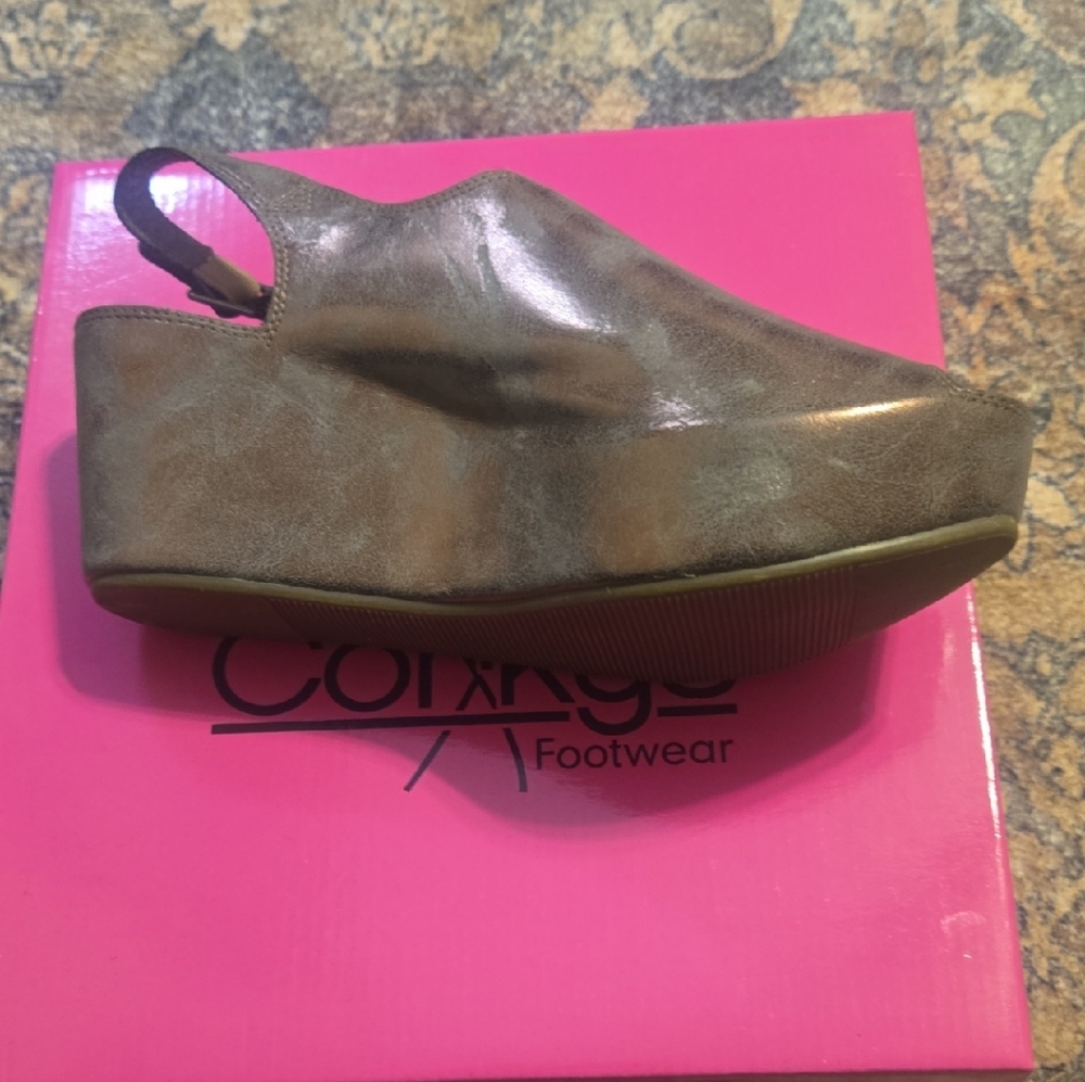 Corkys Tan Platform Slingback Sandals
